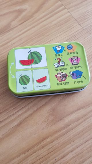 Tarjetas de frutas en inglés y chino