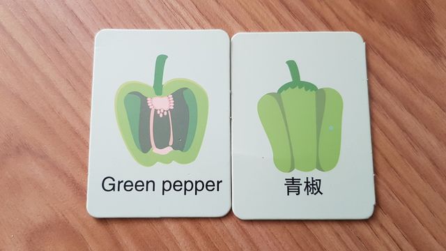 Tarjetas de frutas en inglés y chino
