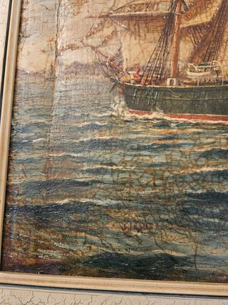 2 antiguos cuadros de barcos