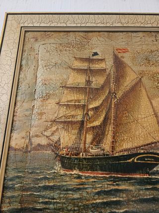 2 antiguos cuadros de barcos