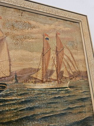 2 antiguos cuadros de barcos