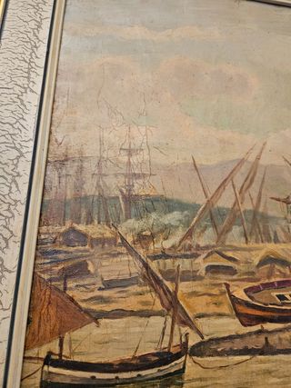 2 antiguos cuadros de barcos
