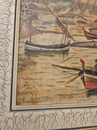 2 antiguos cuadros de barcos