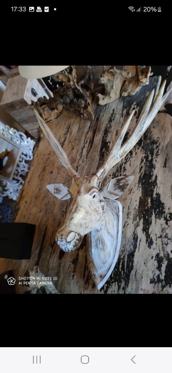 Cabeza ciervo madera para pared
