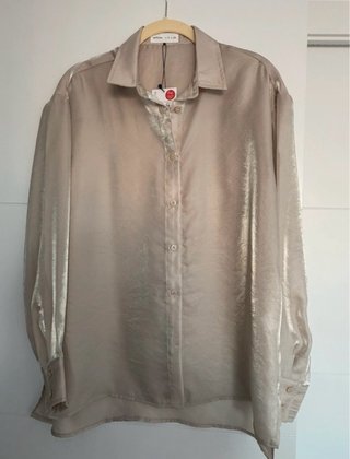 Camisa satinada champagne talla S