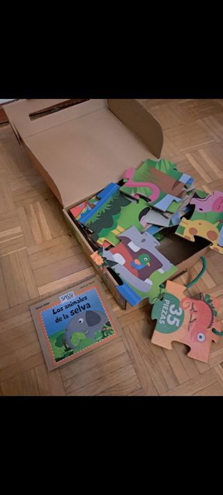 Puzzle gigante y libro los animales de la selva