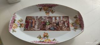 Antigua bandeja de porcelana siglo XIX