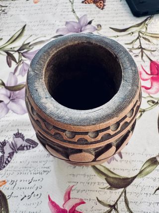 Portapenne vintage Tribale Mistico inciso su legno