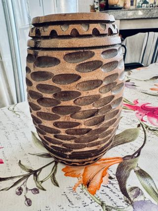 Portapenne vintage Tribale Mistico inciso su legno