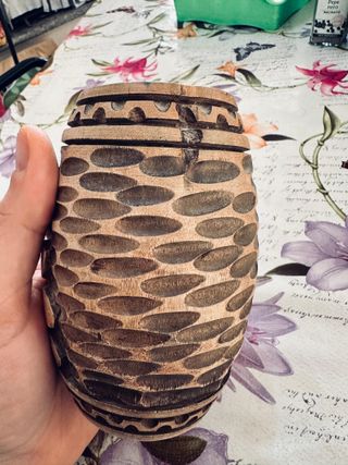 Portapenne vintage Tribale Mistico inciso su legno