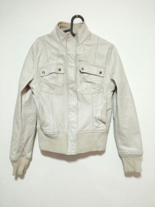 Bomber blanca cuero auténtico M mujer Medidas indi