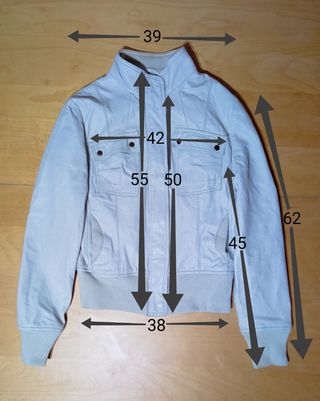 Bomber blanca cuero auténtico M mujer Medidas indi