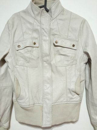 Bomber blanca cuero auténtico M mujer Medidas indi