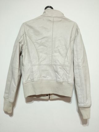 Bomber blanca cuero auténtico M mujer Medidas indi