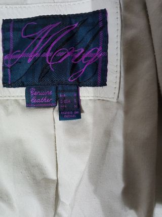 Bomber blanca cuero auténtico M mujer Medidas indi