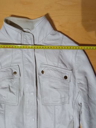 Bomber blanca cuero auténtico M mujer Medidas indi