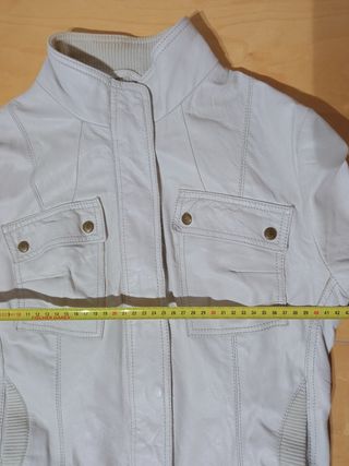 Bomber blanca cuero auténtico M mujer Medidas indi