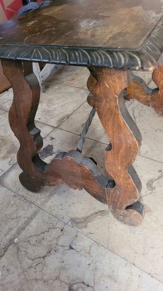 Mesita para restaurar de madera y forja