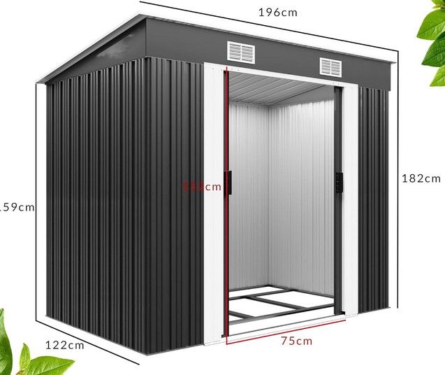 Casetta da giardino antracite 1,8 m² 196x122x182 cm
