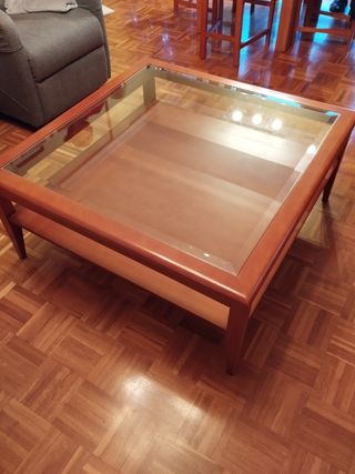 Mesa de centro de cerezo y cristal 