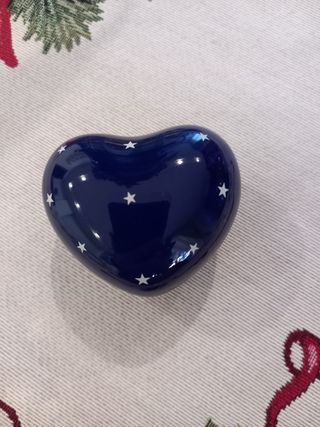Portagioie ceramica cuore blu stelline 