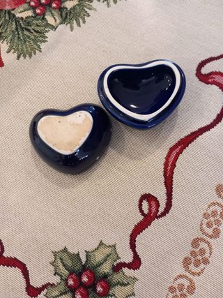 Portagioie ceramica cuore blu stelline 