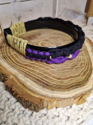 Frontino Macramé viola nero con tocco oro