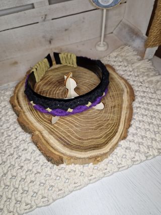 Frontino Macramé viola nero con tocco oro