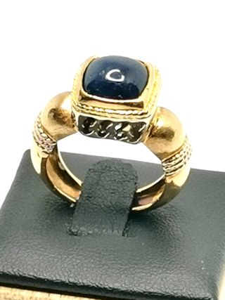 Anillo Oro macizo  18 K Zafiro  12 gr. 17,4 mm