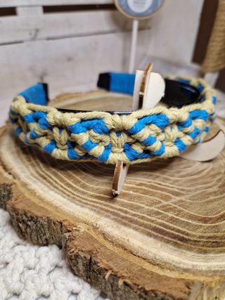 Frontino Macramé azzurro e oro