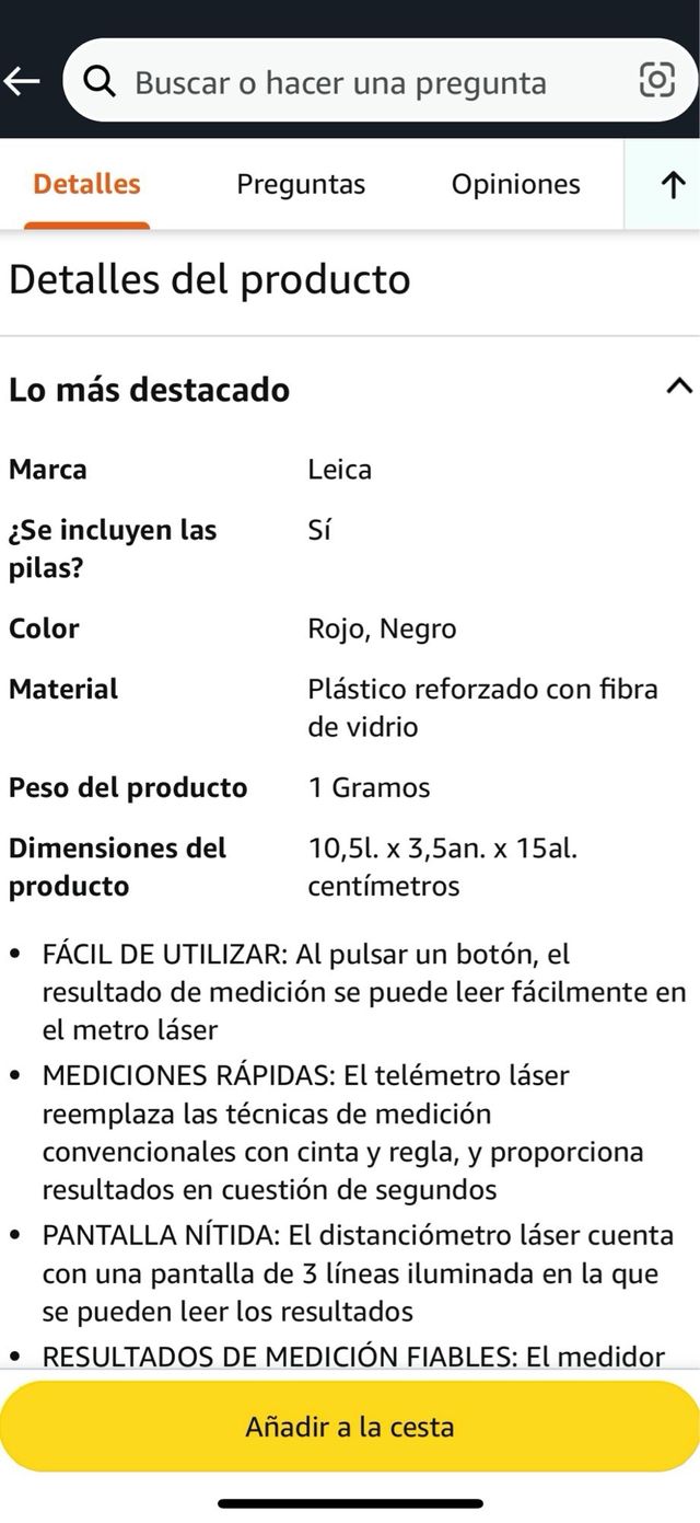 Medidor láser Leica Disto One 20mts.