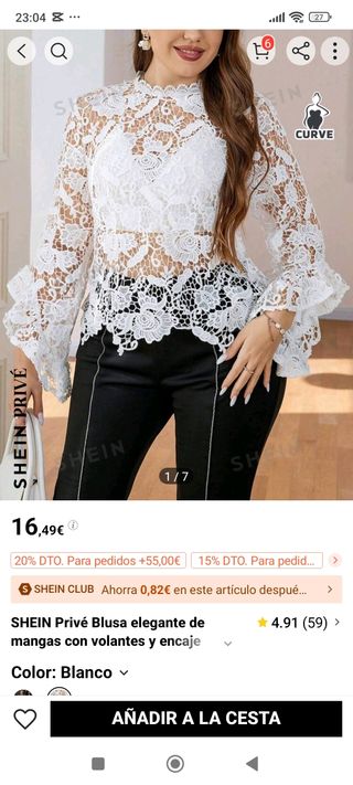 Vendo camisa encaje blanco talla 42/44
