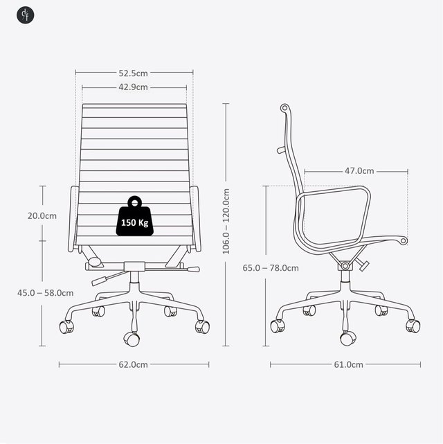 Silla Oficina Diseño Eames Piel Vacuna  NUEVA