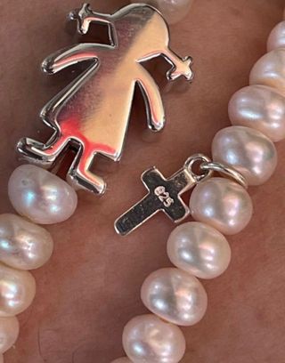 Pulsera plata y perlas cultivadas blancas rondelle