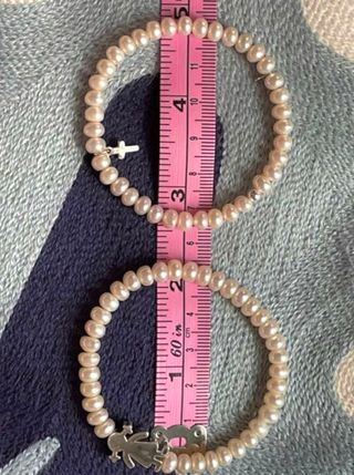 Pulsera plata y perlas cultivadas blancas rondelle