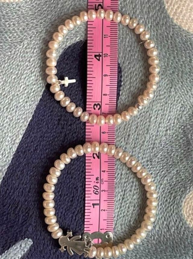 Pulsera plata y perlas cultivadas blancas rondelle