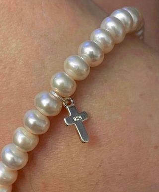 Pulsera plata y perlas cultivadas blancas rondelle