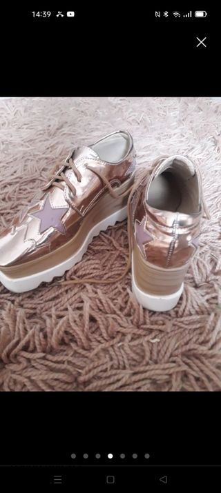 Zapatos-disfraz-plataforma oro rosa y estrellas ma