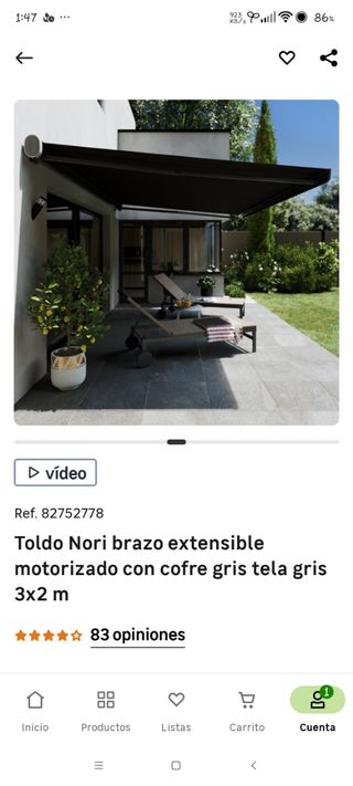 Oportunidad!! Toldo Nori motor mando AD cofre gris