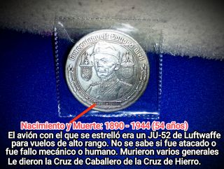 Moneda NAZI General Eduard Dietl WW2