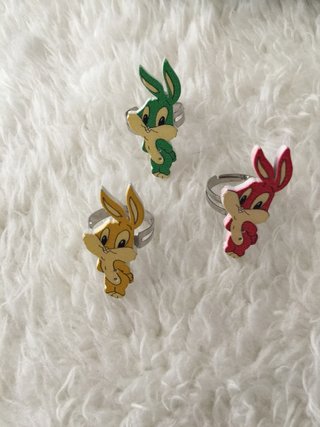 Lote 3 anillos ajustables conejos colores