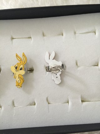 Lote 3 anillos ajustables conejos colores