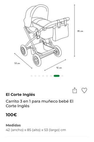 Carrito capazo juguete plegable el corte ingles