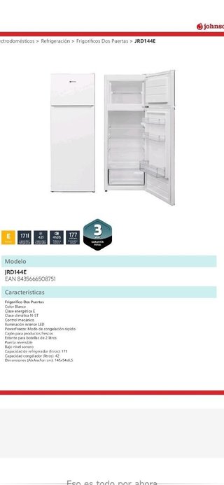 Frigoríficos 2 puerta Johnson