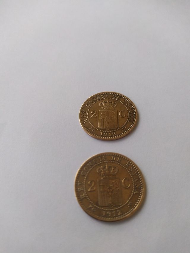 Monedas Alfonso XIII 1912 de dos centimo