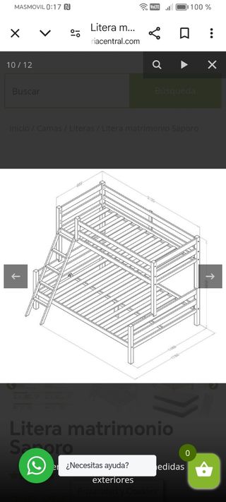 Cama Litera para tres en madera