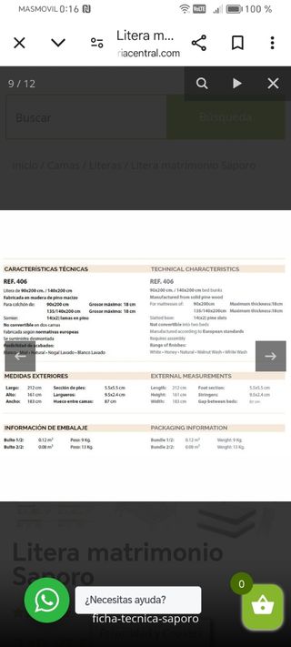 Cama Litera para tres en madera