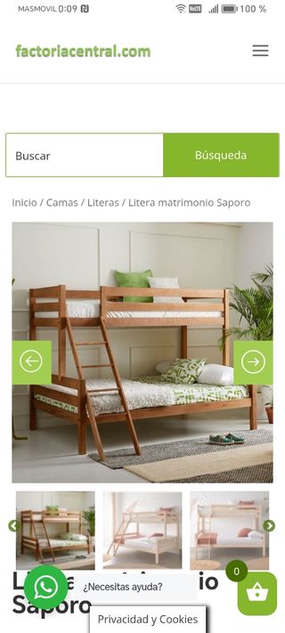 Cama Litera para tres en madera