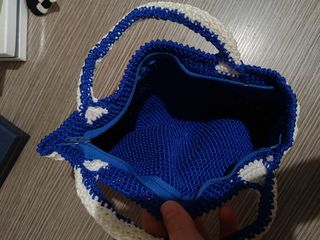 Borsa macramé donna blu e bianca