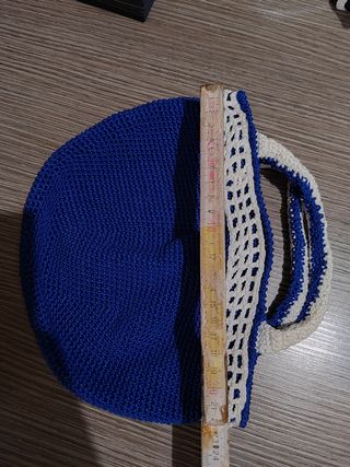 Borsa macramé donna blu e bianca